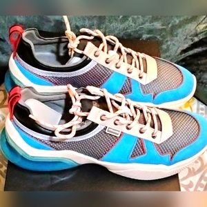 BRAND NEW Coach sneakers, size men's 10D, blue, red, and cream in color.